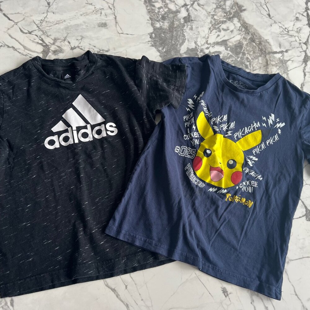 Adidas & Pokemon Set of 2 Boys Kids Tee Shirt ( 7-8 yrs old )